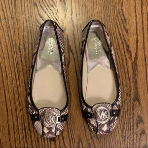 Michael Kors Snakeskin Fulton Moc Flats